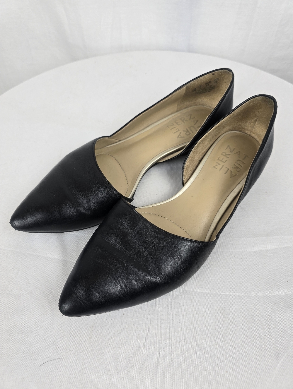 Naturalizer Samantha Black Leather Pointed-Toe D'Orsay Flats Shoes Sz 5M